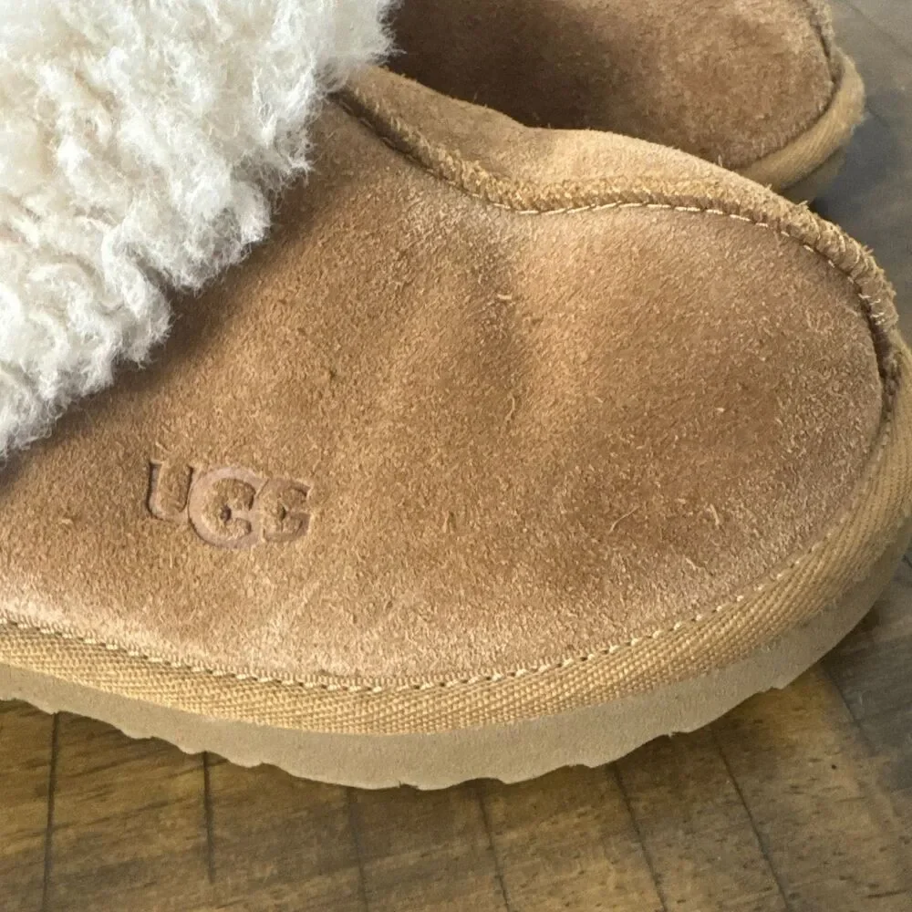 UGG Women's Sheepskin Slide Slippers Chestnut Brown Suede Size 3